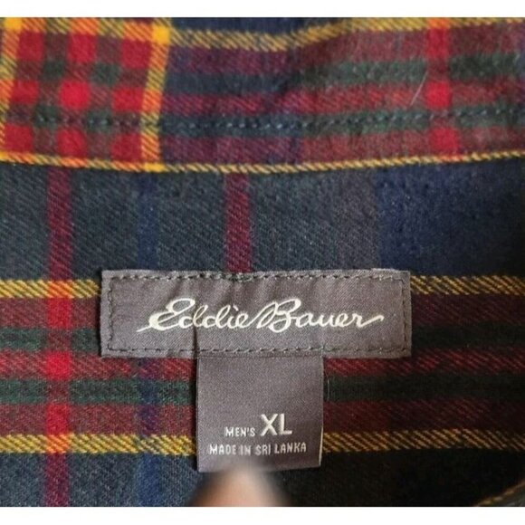 Eddie Bauer Shirt Mens XL Blue Green Tartan Plaid Button Up‎ Soft Flannel Mens - Picture 2 of 10
